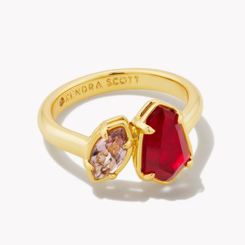 Alexandria Gold Cocktail Ring in Cranberry Mix
